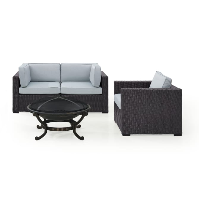 Crosley Biscayne 113.75 Inch 4pc Outdoor Wicker Conversation Set W/Fire Pit - KO70119BR