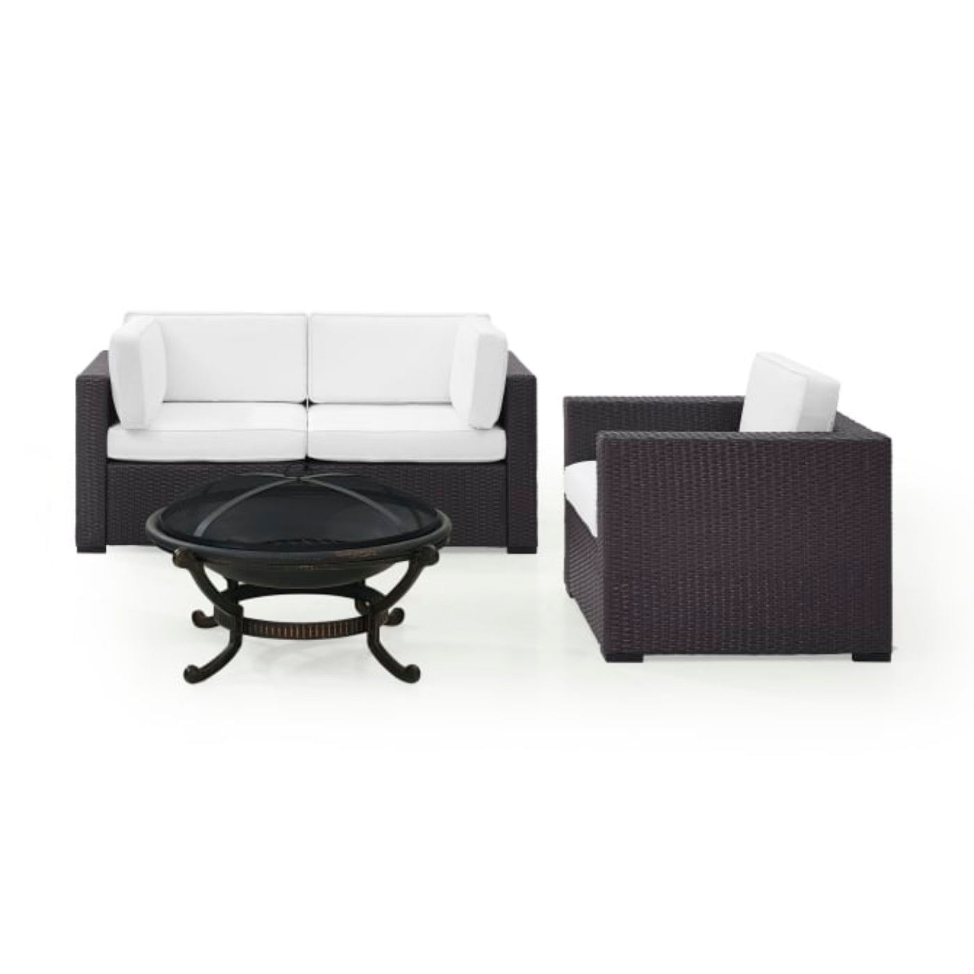Crosley Biscayne 113.75 Inch 4pc Outdoor Wicker Conversation Set W/Fire Pit - KO70119BR