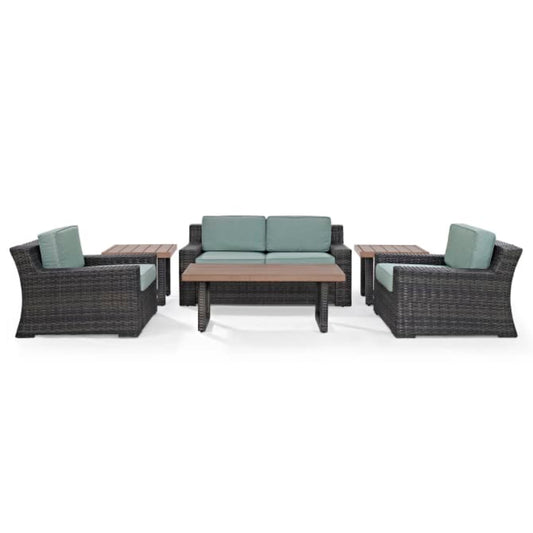 Crosley Beaufort 158 Inch 6pc Outdoor Wicker Conversation Set Mist - KO70131BR-MI