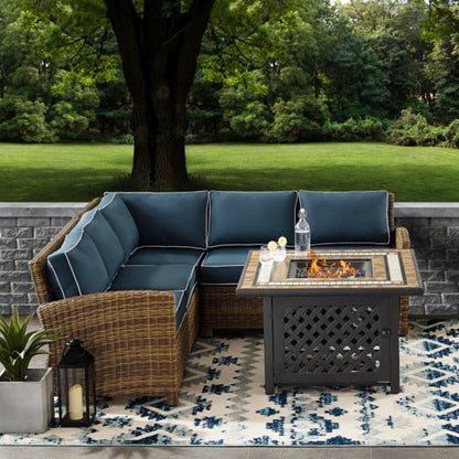 Crosley Bradenton 4pc Outdoor Wicker Sectional Set W/Fire Table - KO70157