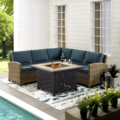 Crosley Bradenton 4pc Outdoor Wicker Sectional Set W/Fire Table - KO70157