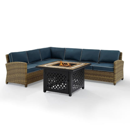 Crosley Bradenton 5pc Outdoor Wicker Sectional Set W/Fire Table - KO70158