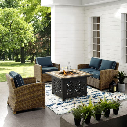 Crosley Bradenton 4pc Outdoor Wicker Conversation Set W/Fire Table