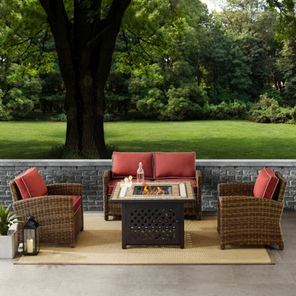 Crosley Bradenton 4pc Outdoor Wicker Conversation Set W/Fire Table