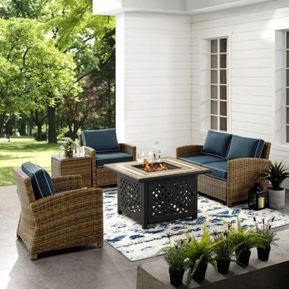 Crosley Bradenton 5pc Outdoor Wicker Conversation Set W/Fire Table - KO70162