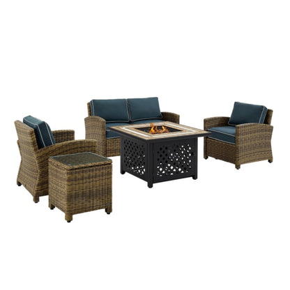 Crosley Bradenton 5pc Outdoor Wicker Conversation Set W/Fire Table - KO70162
