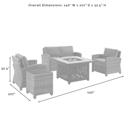 Crosley Bradenton 5pc Outdoor Wicker Conversation Set W/Fire Table - KO70162