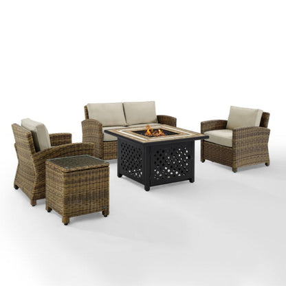 Crosley Bradenton 5pc Outdoor Wicker Conversation Set W/Fire Table - KO70162