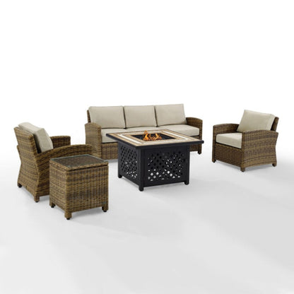 Crosley Bradenton 5pc Outdoor Wicker Sofa Set W/Fire Table - KO70163