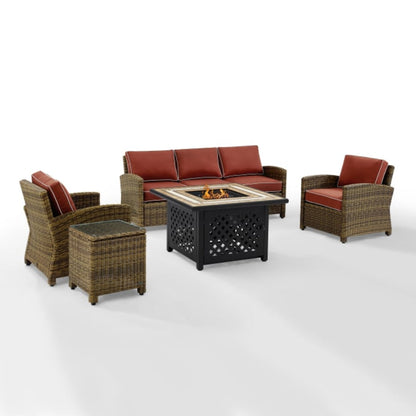 Crosley Bradenton 5pc Outdoor Wicker Sofa Set W/Fire Table - KO70163
