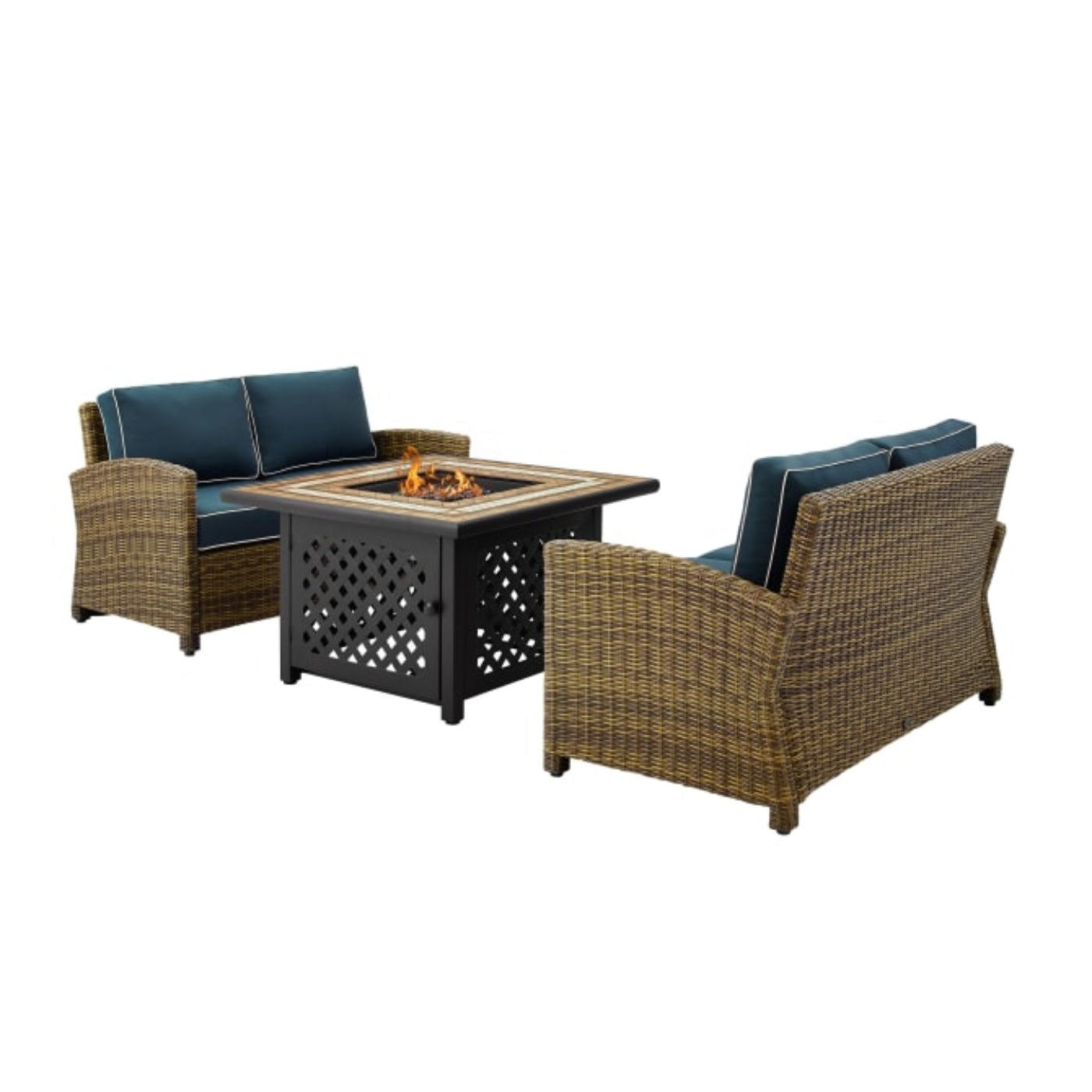 Crosley Bradenton 3pc Outdoor Wicker Conversation Set W/Fire Table - KO70164