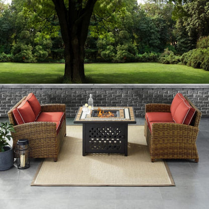 Crosley Bradenton 3pc Outdoor Wicker Conversation Set W/Fire Table - KO70164