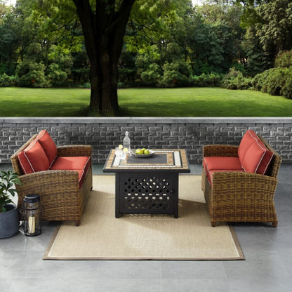 Crosley Bradenton 3pc Outdoor Wicker Conversation Set W/Fire Table - KO70164