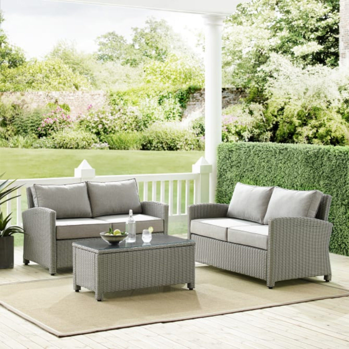 Crosley Bradenton 3pc Outdoor Wicker Conversation Set - KO70165