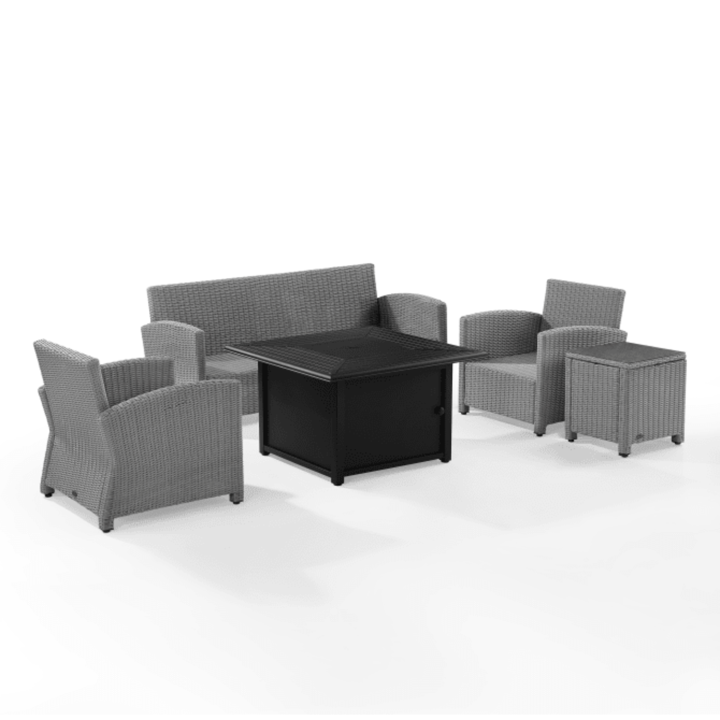 Crosley Bradenton 169 Inch 5pc Wicker Sofa Set W/Fire Table Grey - KO70166GY-GY