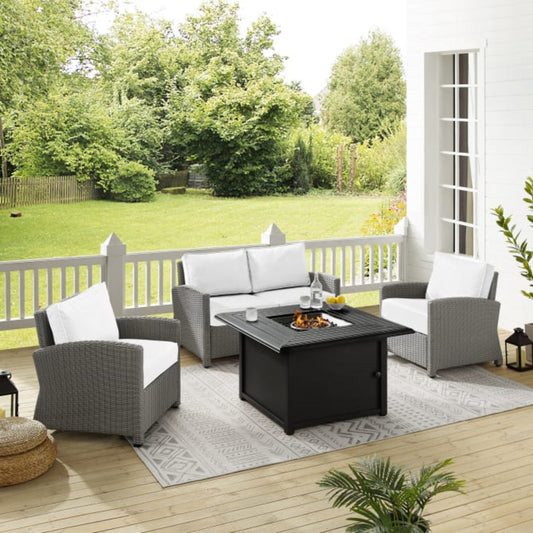 Crosley Bradenton 143 Inch 4pc Outdoor Convo Set W/Fire Table - Sunbrella - KO70168GY-WH