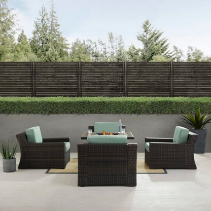 Crosley Beaufort 110 Inch 5pc Outdoor Wicker Chair Set W/Fire Table Mist - KO70180BR