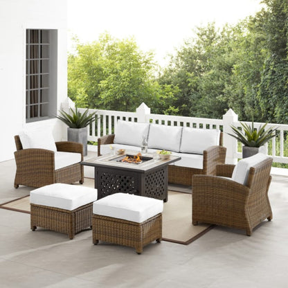 Crosley Bradenton 150.50 Inch 6pc Outdoor Wicker Sofa Set W/Fire Table - KO70184WB