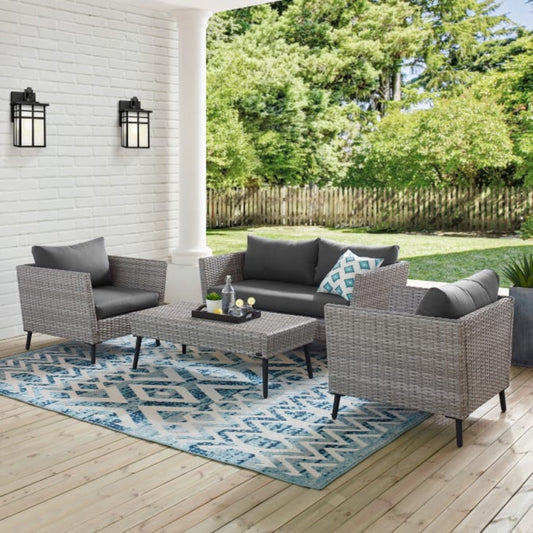 Crosley Richland 4pc Outdoor Wicker Conversation Set Charcoal - KO70200GY-CL