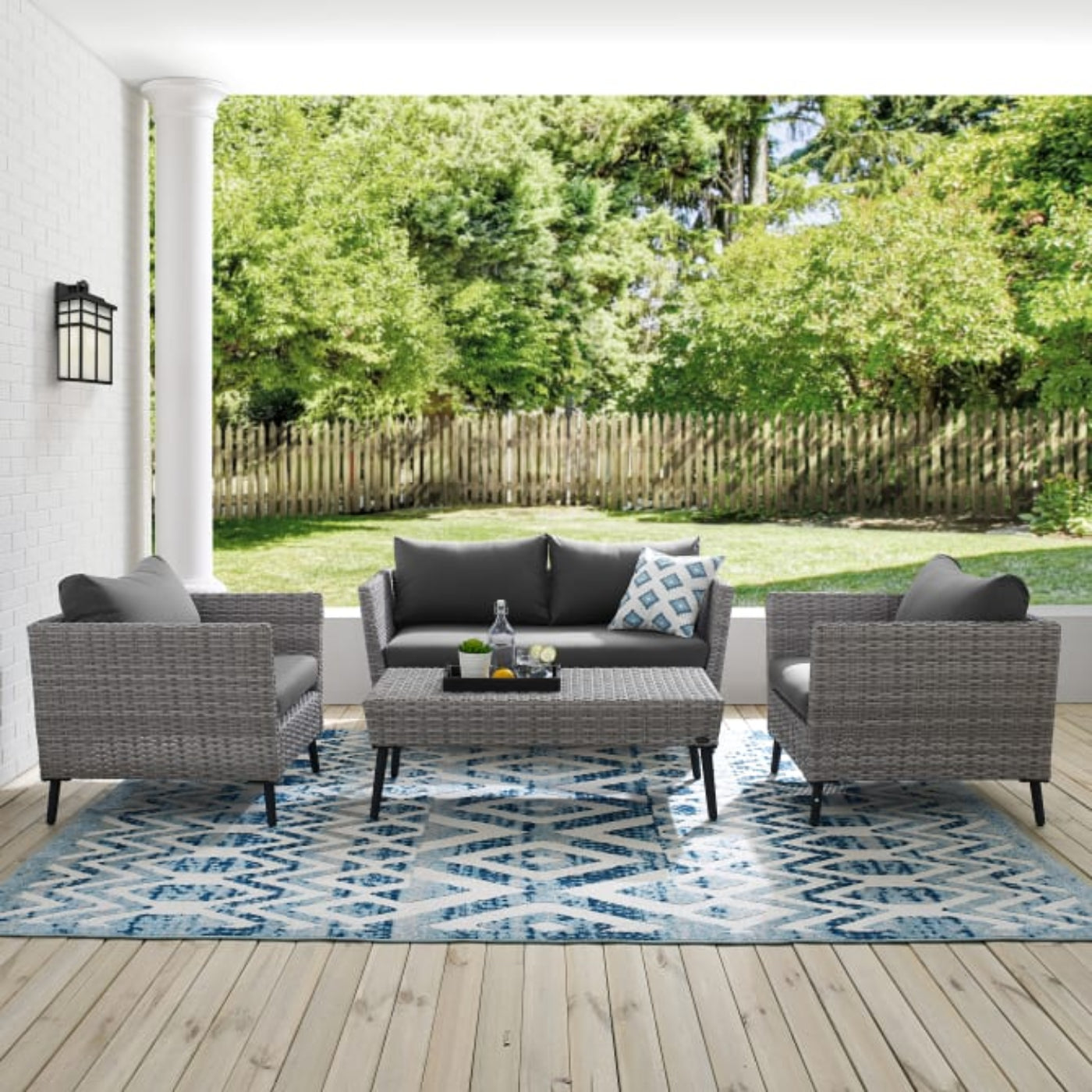 Crosley Richland 4pc Outdoor Wicker Conversation Set Charcoal - KO70200GY-CL