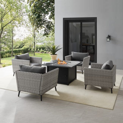 Crosley Richland 5pc Outdoor Wicker Conversation Set W/Fire Table Gray - KO70201GY-BK