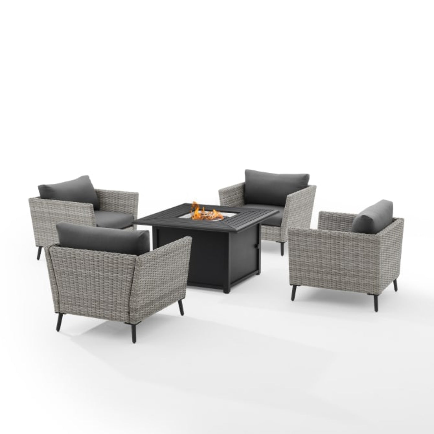 Crosley Richland 5pc Outdoor Wicker Conversation Set W/Fire Table Gray - KO70201GY-BK