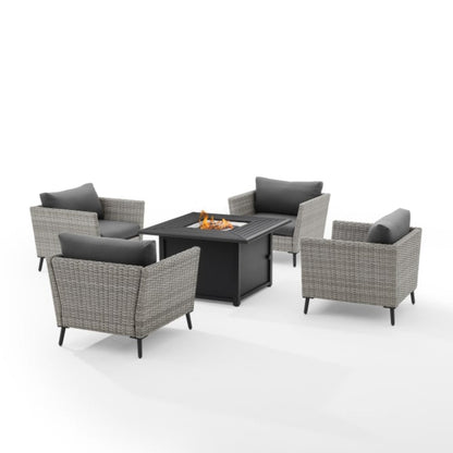 Crosley Richland 5pc Outdoor Wicker Conversation Set W/Fire Table Gray - KO70201GY-BK
