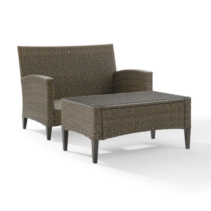 Crosley Rockport 53.25 Inch Outdoor Wicker 2pc High Back Conversation Set Oatmeal - KO70211LB-OL