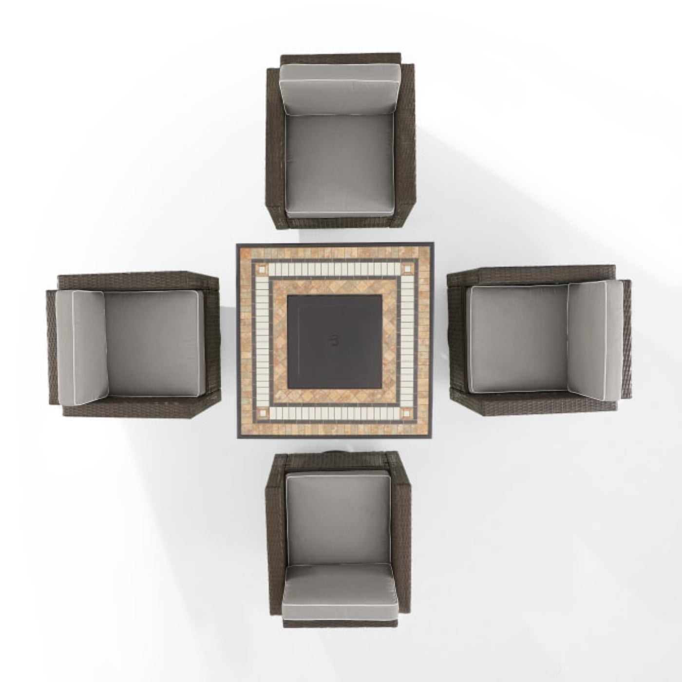 Crosley Palm Harbor 109 Inch 5pc Outdoor Wicker Conversation Set W/Fire Table - KO70600BR