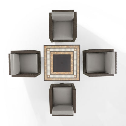 Crosley Palm Harbor 109 Inch 5pc Outdoor Wicker Conversation Set W/Fire Table - KO70600BR