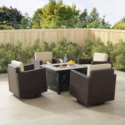 Crosley Palm Harbor 109 Inch 5pc Outdoor Wicker Conversation Set W/Fire Table - KO70600BR