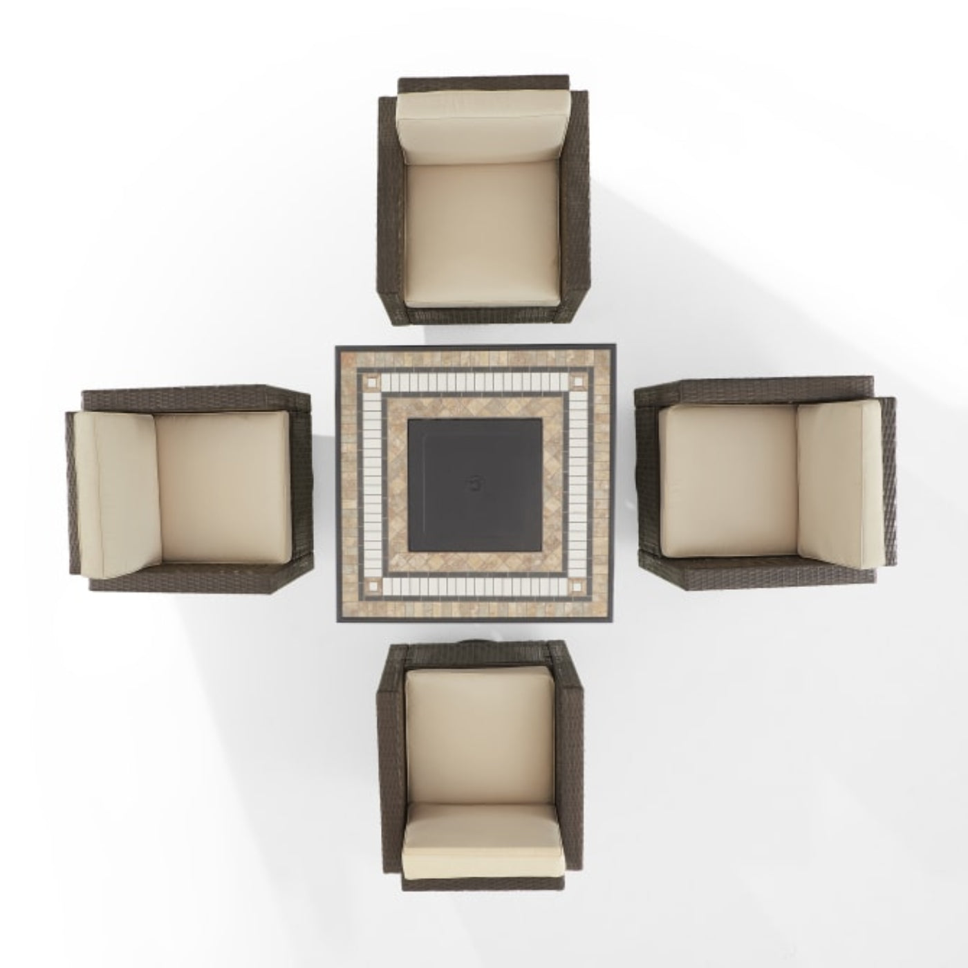 Crosley Palm Harbor 109 Inch 5pc Outdoor Wicker Conversation Set W/Fire Table - KO70600BR