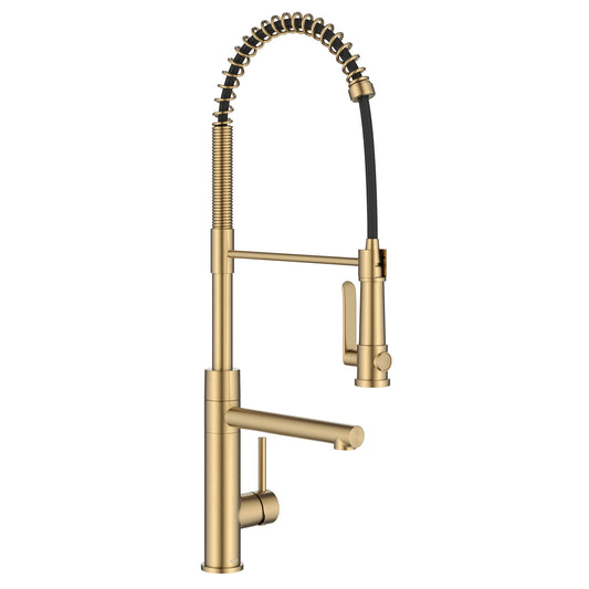 KRAUS Artec Pro 2-Function Single Handle Pull Down Kitchen Faucet in Brushed Brass -