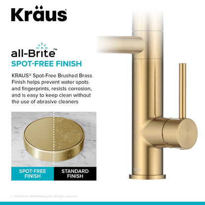 KRAUS Artec Pro 2-Function Single Handle Pull Down Kitchen Faucet in Brushed Brass -