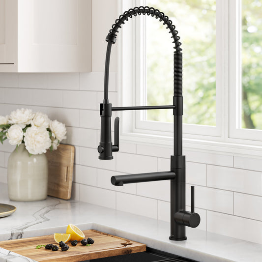 KRAUS Artec Pro 2-Function Single Handle Pull Down Kitchen Faucet in Matte Black - KPF-1605MB