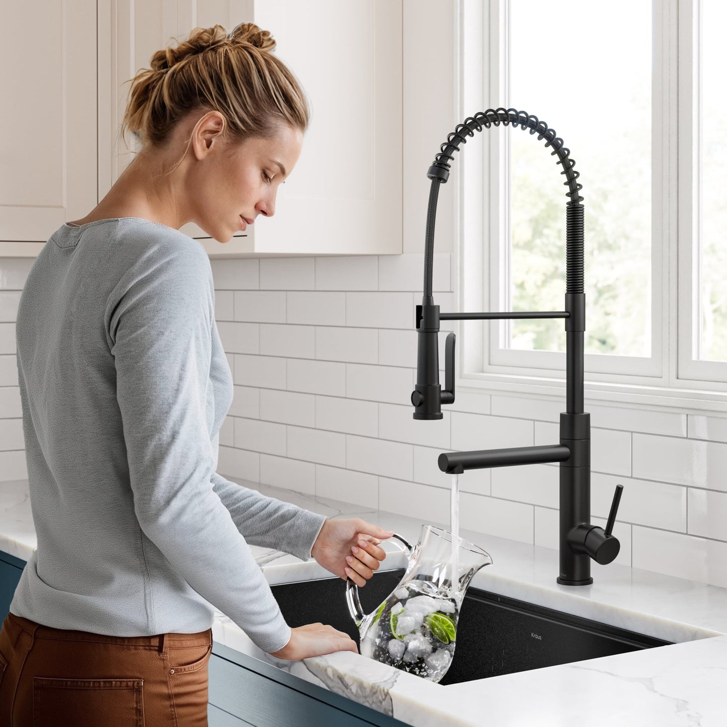 KRAUS Artec Pro 2-Function Single Handle Pull Down Kitchen Faucet in Matte Black - KPF-1605MB