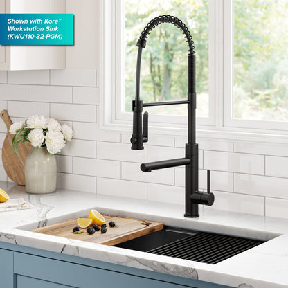 KRAUS Artec Pro 2-Function Single Handle Pull Down Kitchen Faucet in Matte Black - KPF-1605MB