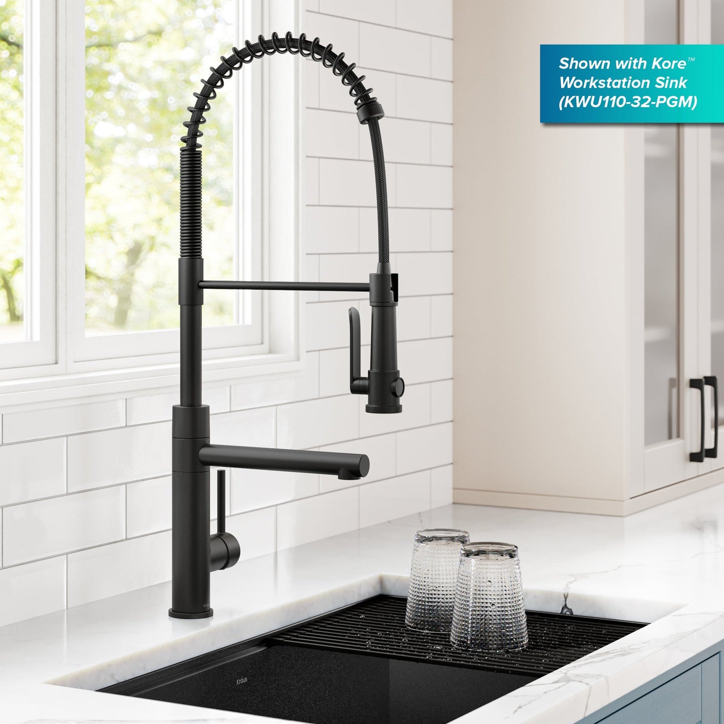 KRAUS Artec Pro 2-Function Single Handle Pull Down Kitchen Faucet in Matte Black - KPF-1605MB