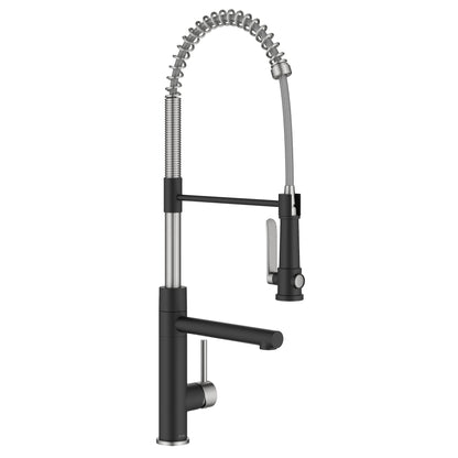 KRAUS Artec Pro 2-Function Single Handle Pull Down Kitchen Faucet in Spot-Free Stainless Steel & Matte Black - KPF-1605SFSMB
