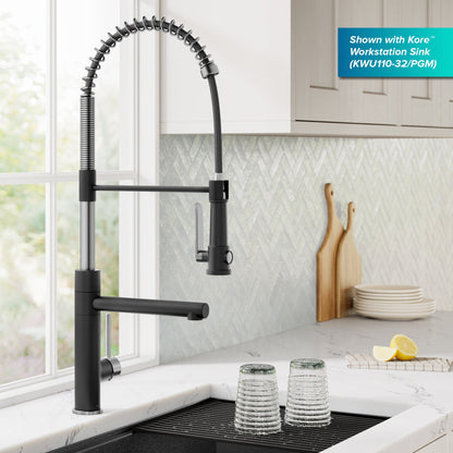 KRAUS Artec Pro 2-Function Single Handle Pull Down Kitchen Faucet in Spot-Free Stainless Steel & Matte Black - KPF-1605SFSMB