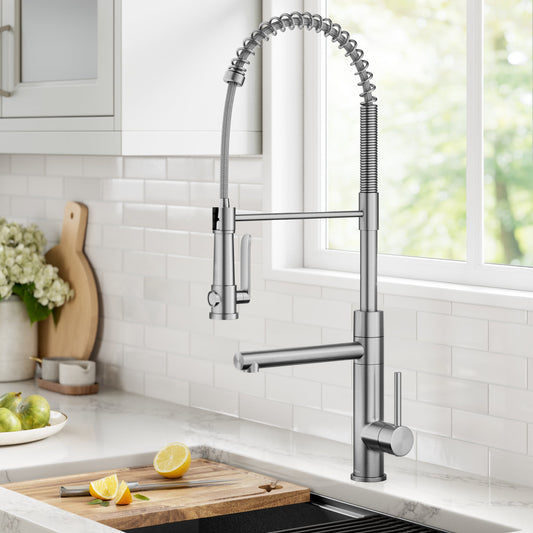 KRAUS Artec Pro 2-Function Single Handle Pull Down Kitchen Faucet in Spot-Free Stainless Steel - KPF-1605SFS