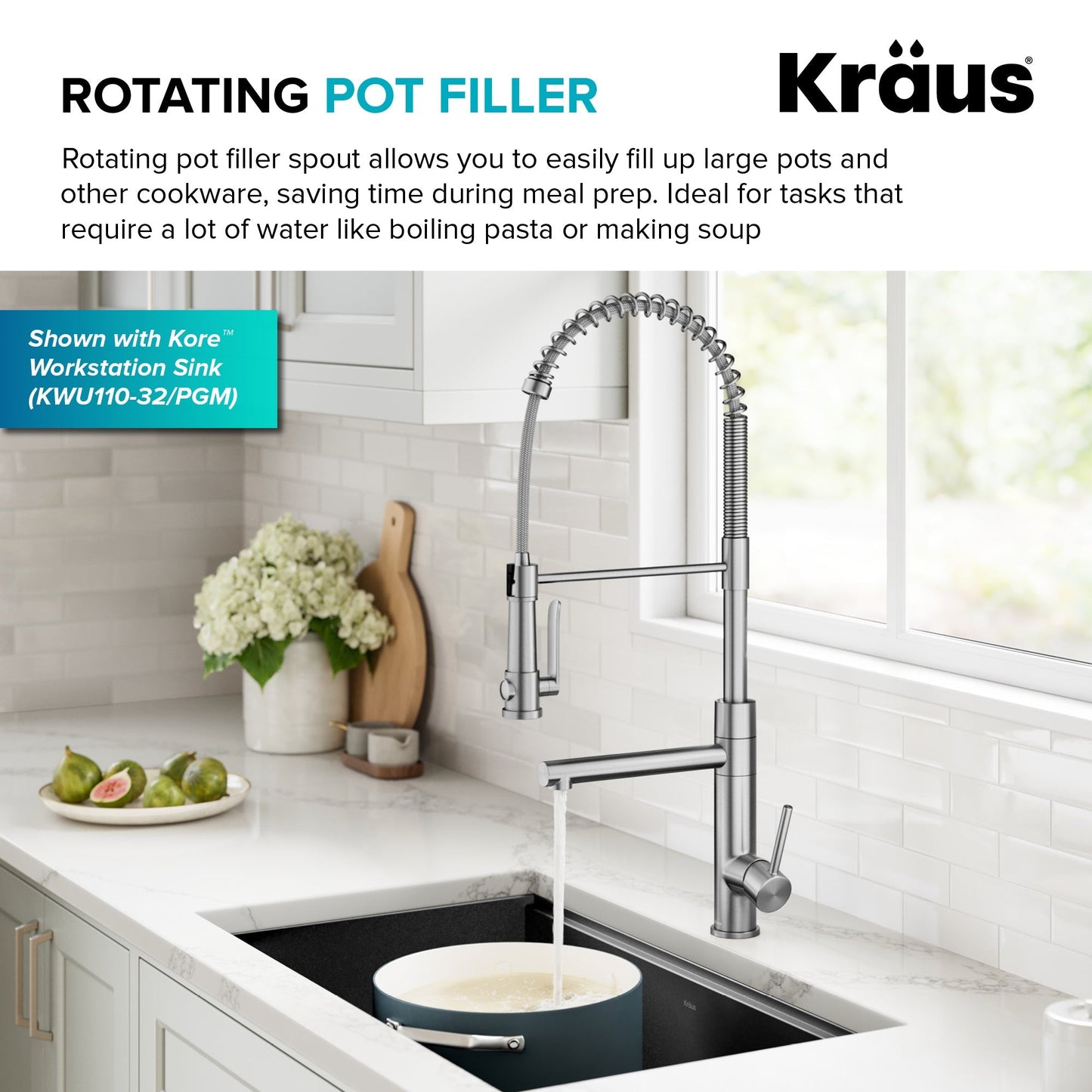 KRAUS Artec Pro 2-Function Single Handle Pull Down Kitchen Faucet in Spot-Free Stainless Steel - KPF-1605SFS