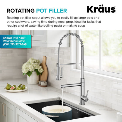 KRAUS Artec Pro 2-Function Single Handle Pull Down Kitchen Faucet in Spot-Free Stainless Steel - KPF-1605SFS