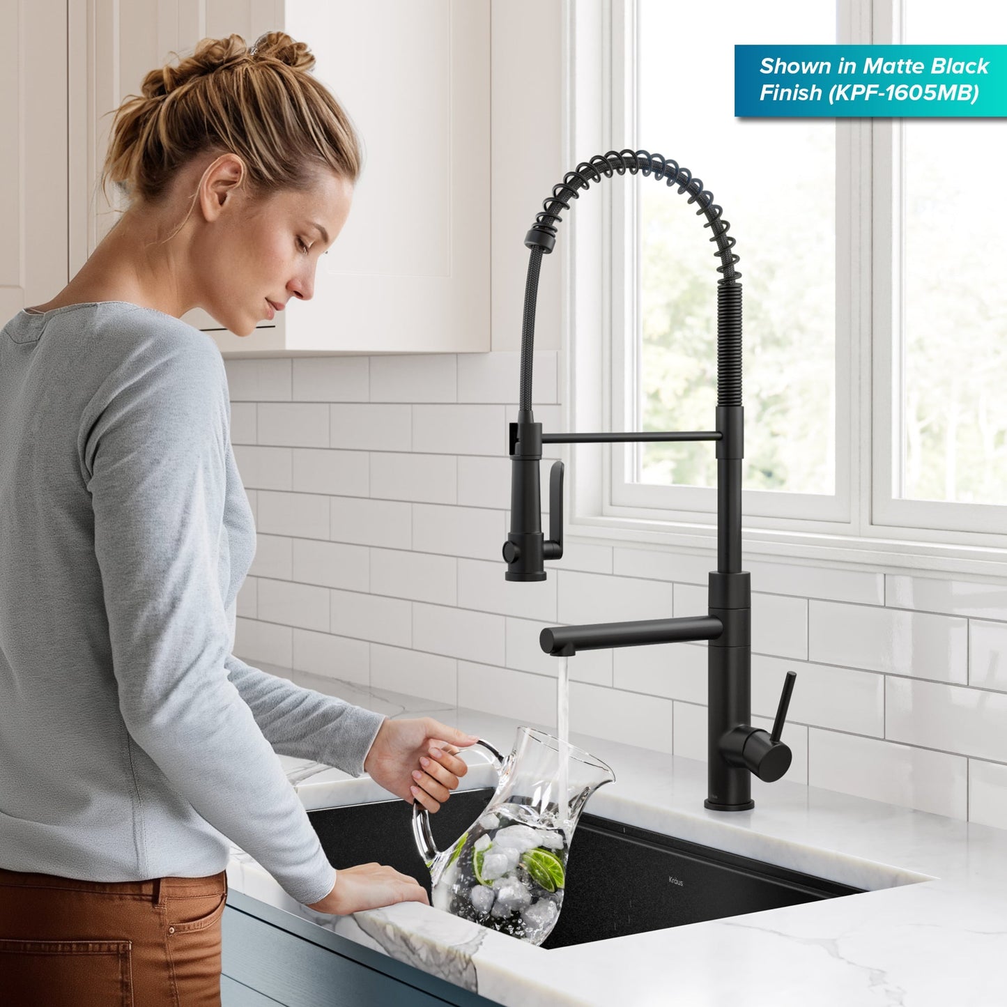 KRAUS Artec Pro 2-Function Single Handle Pull Down Kitchen Faucet in Spot-Free Stainless Steel - KPF-1605SFS