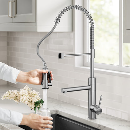 KRAUS Artec Pro 2-Function Single Handle Pull Down Kitchen Faucet in Spot-Free Stainless Steel - KPF-1605SFS