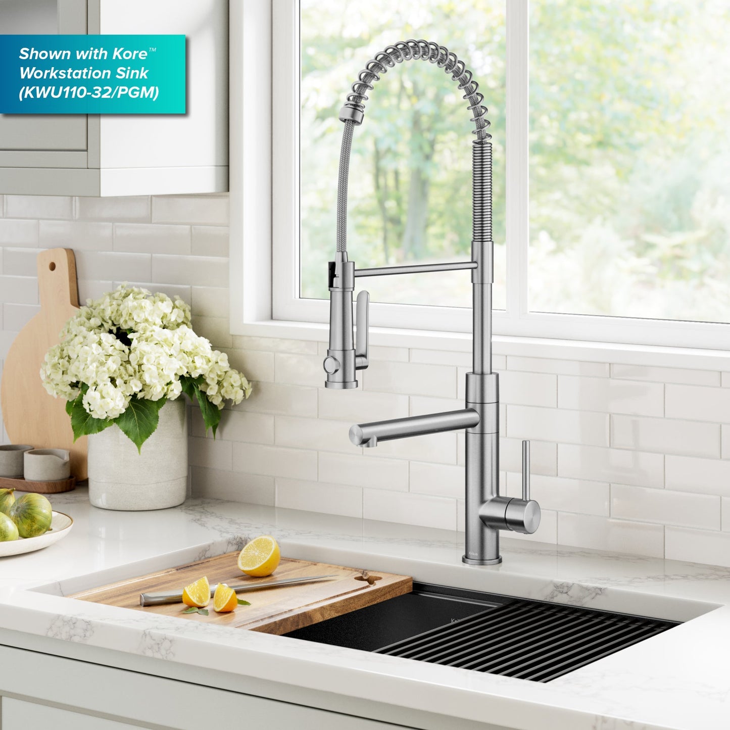 KRAUS Artec Pro 2-Function Single Handle Pull Down Kitchen Faucet in Spot-Free Stainless Steel - KPF-1605SFS