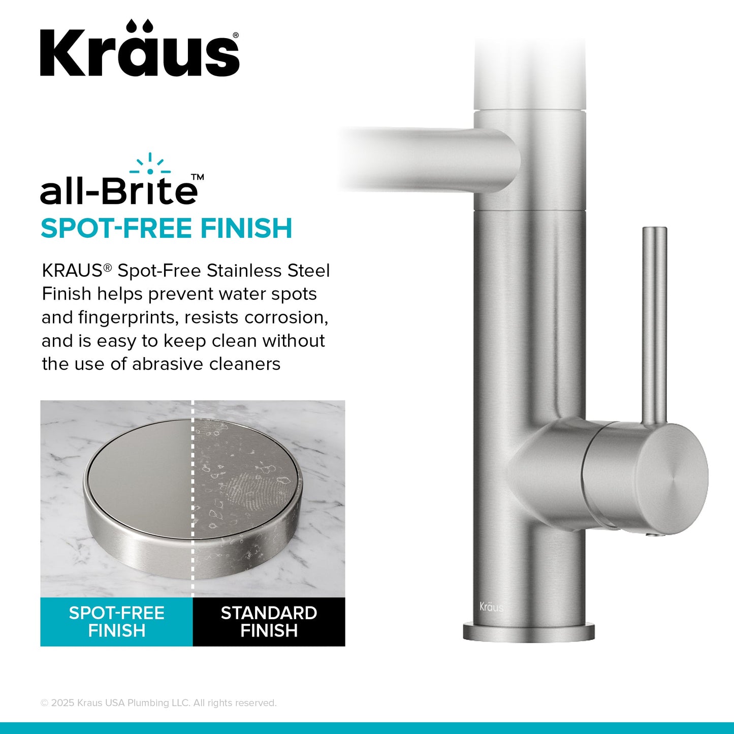 KRAUS Artec Pro 2-Function Single Handle Pull Down Kitchen Faucet in Spot-Free Stainless Steel - KPF-1605SFS