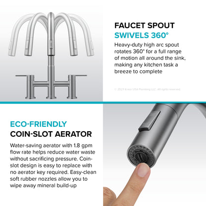 KRAUS Contemporary Bridge Kitchen Faucet with Spray-Head in Matte Black - KPF-3122MB