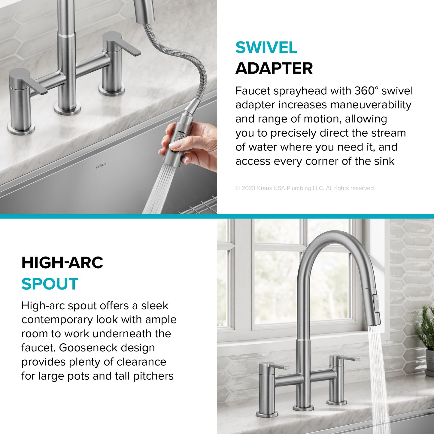 KRAUS Contemporary Bridge Kitchen Faucet with Spray-Head in Antique Bronze - KPF-3122SFACB