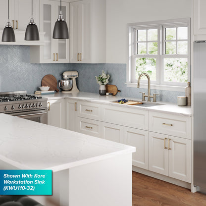 KRAUS Contemporary Bridge Kitchen Faucet with Spray-Head in Antique Bronze - KPF-3122SFACB